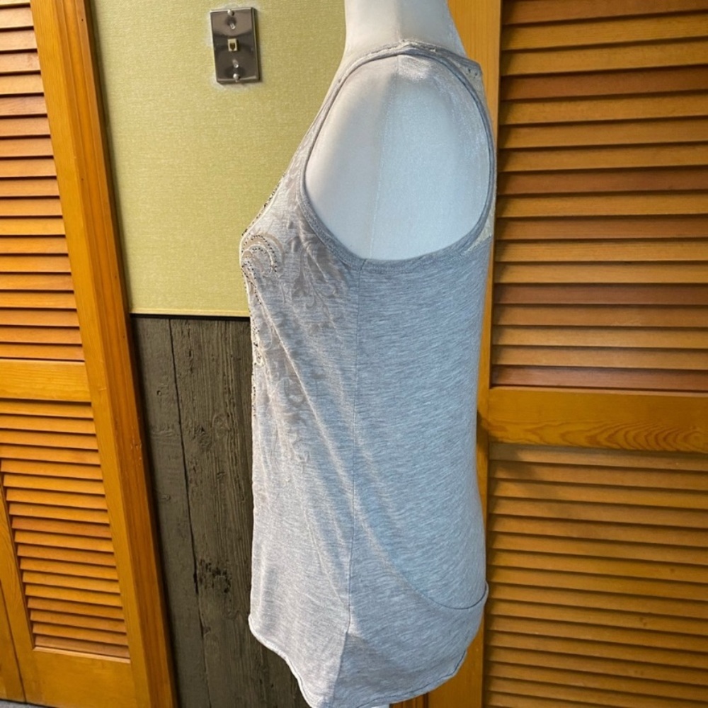 Light Gray Embellished Women's Tank Top - Picture 6 of 9